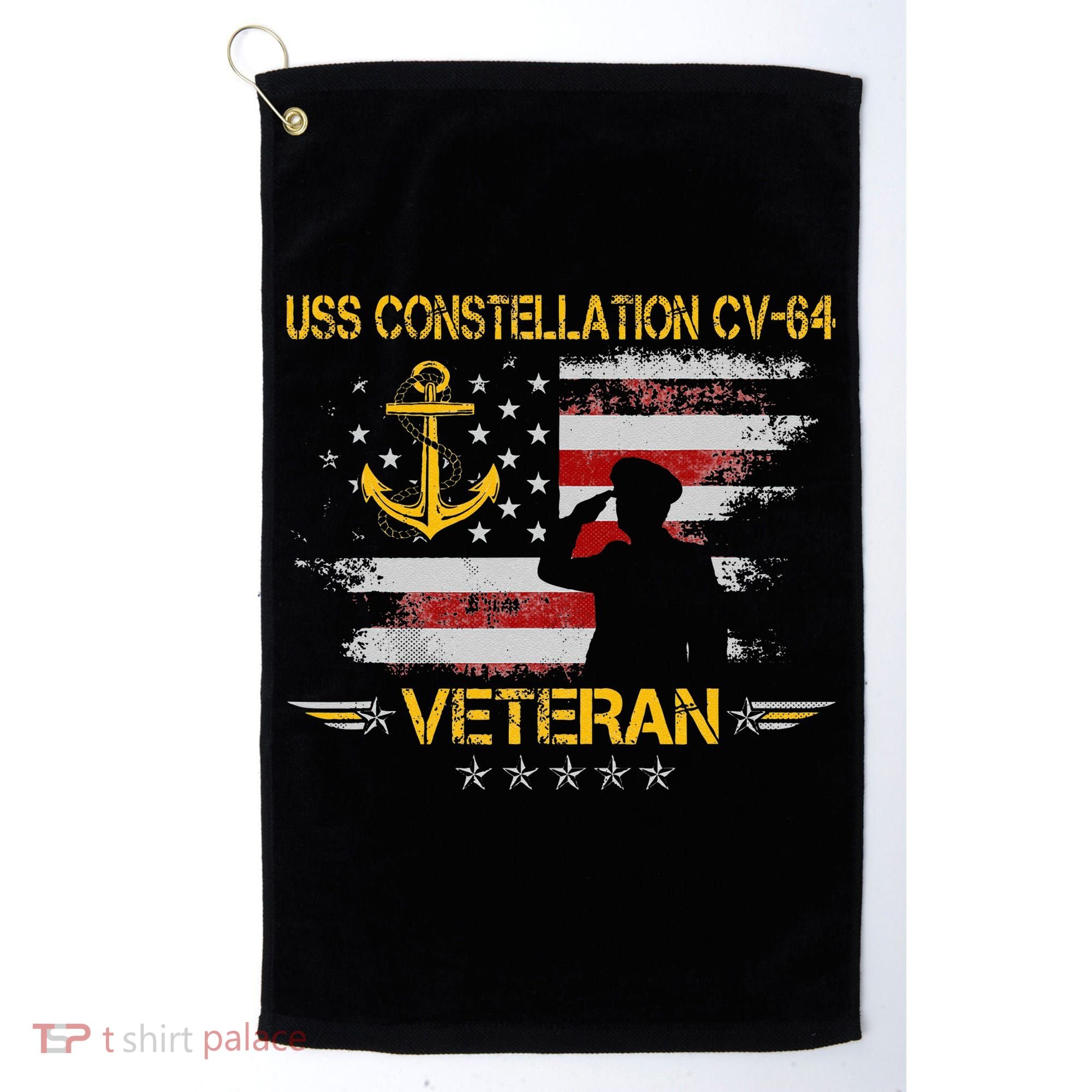 USS Constellation CV 64 Aircraft Carrier Veteran Flag Retro Golf Towel