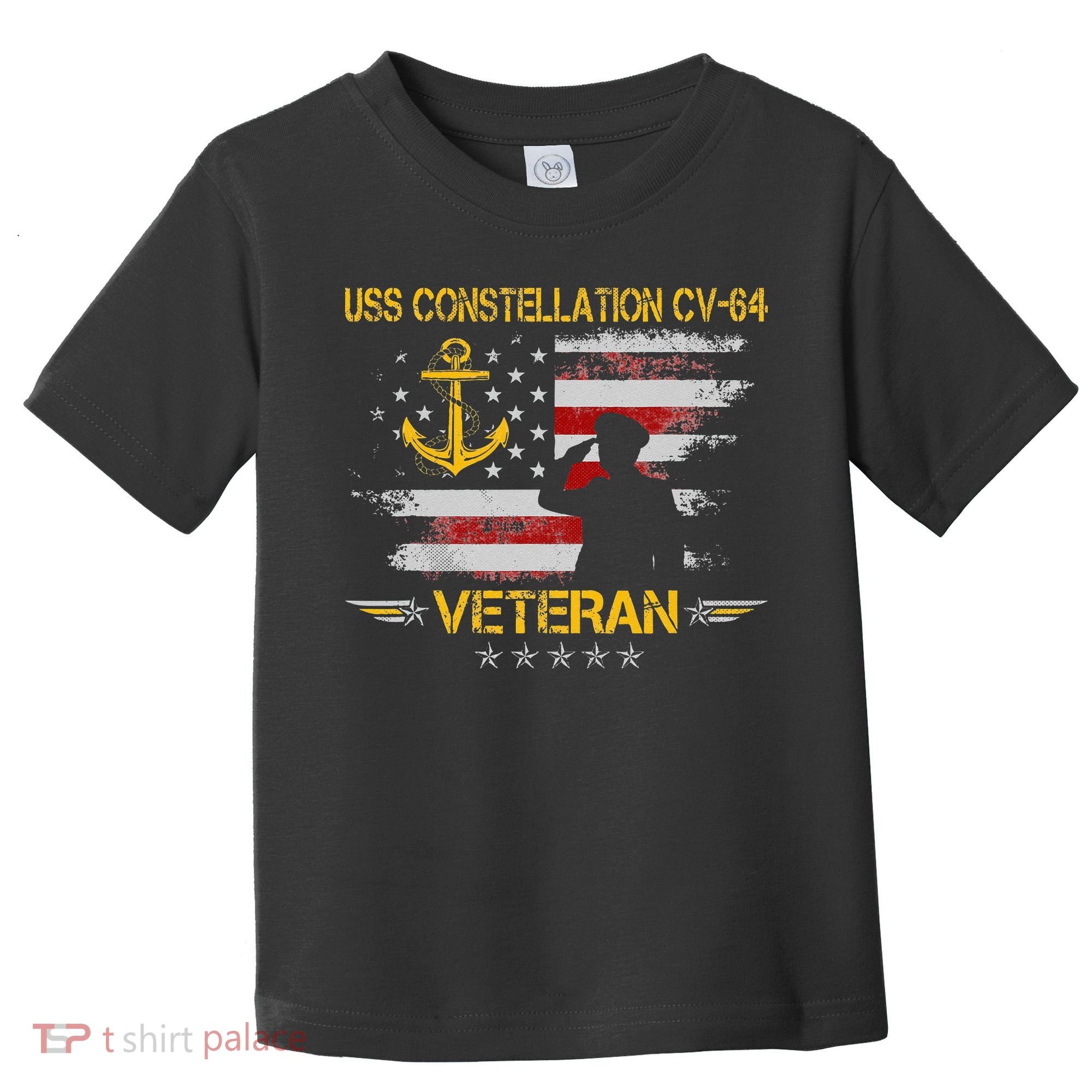 USS Constellation CV 64 Aircraft Carrier Veteran Flag Retro Toddler T-Shirt