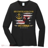 USS Constellation CV 64 Aircraft Carrier Veteran Flag Retro Women's Long Sleeve Shirt thumb 0