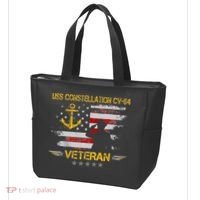USS Constellation CV 64 Aircraft Carrier Veteran Flag Retro Tote Bag thumb 3