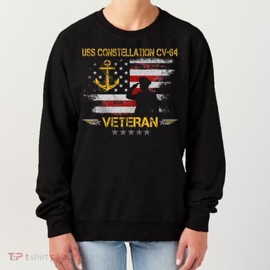 Uss Constellation Cv64 Aircraft Carrier Veteran Flag Retro Women's Sweatshirt