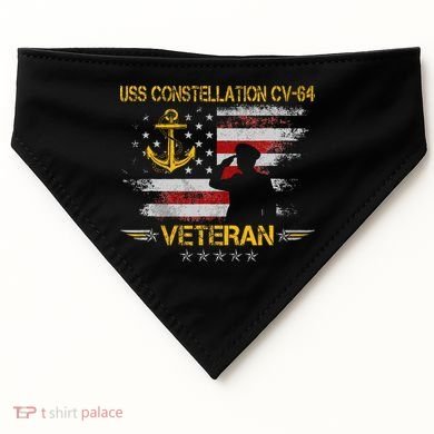 Uss Constellation Cv64 Aircraft Carrier Veteran Flag Retro USA-Made Doggie Bandana