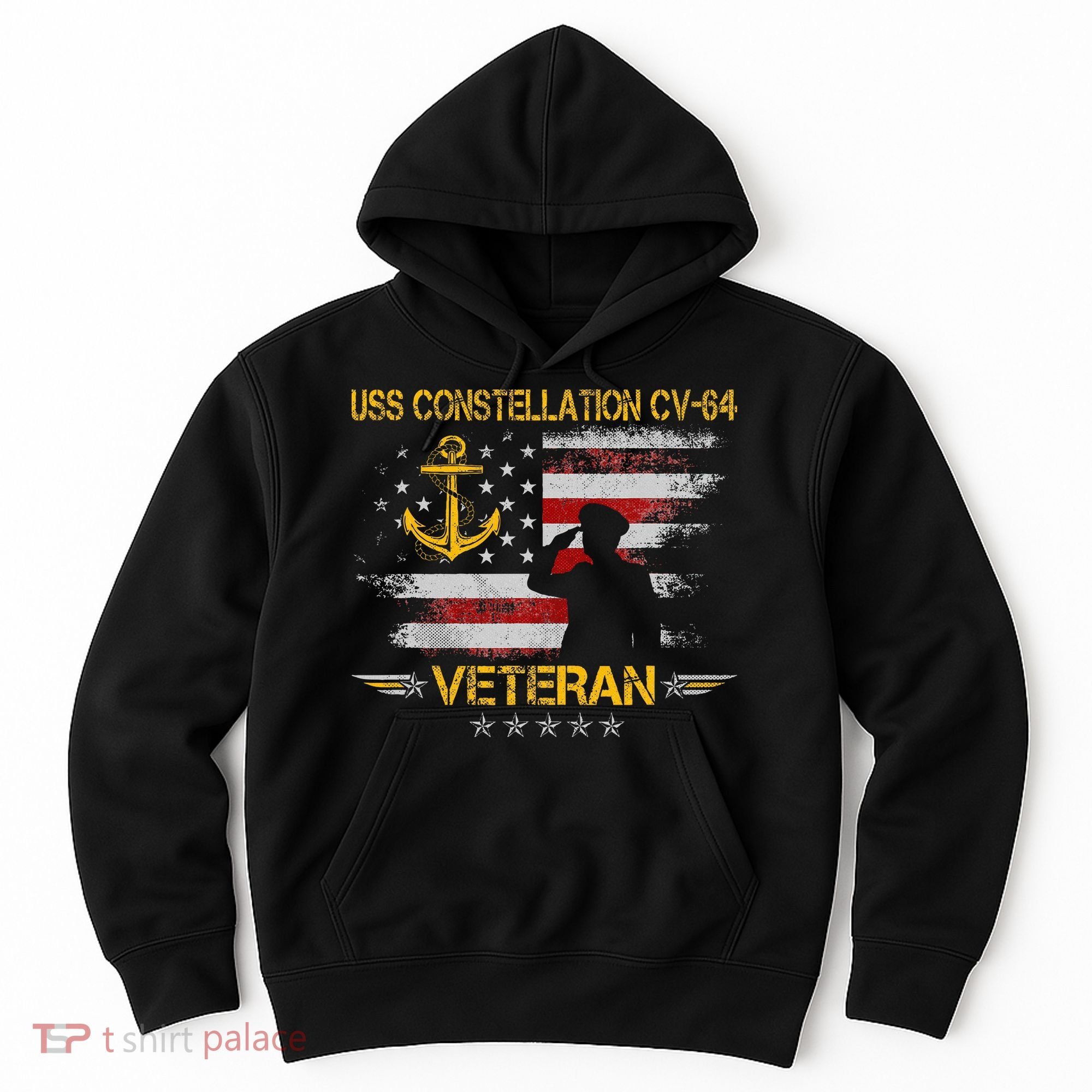 Uss Constellation Cv64 Aircraft Carrier Veteran Flag Retro Hoodie