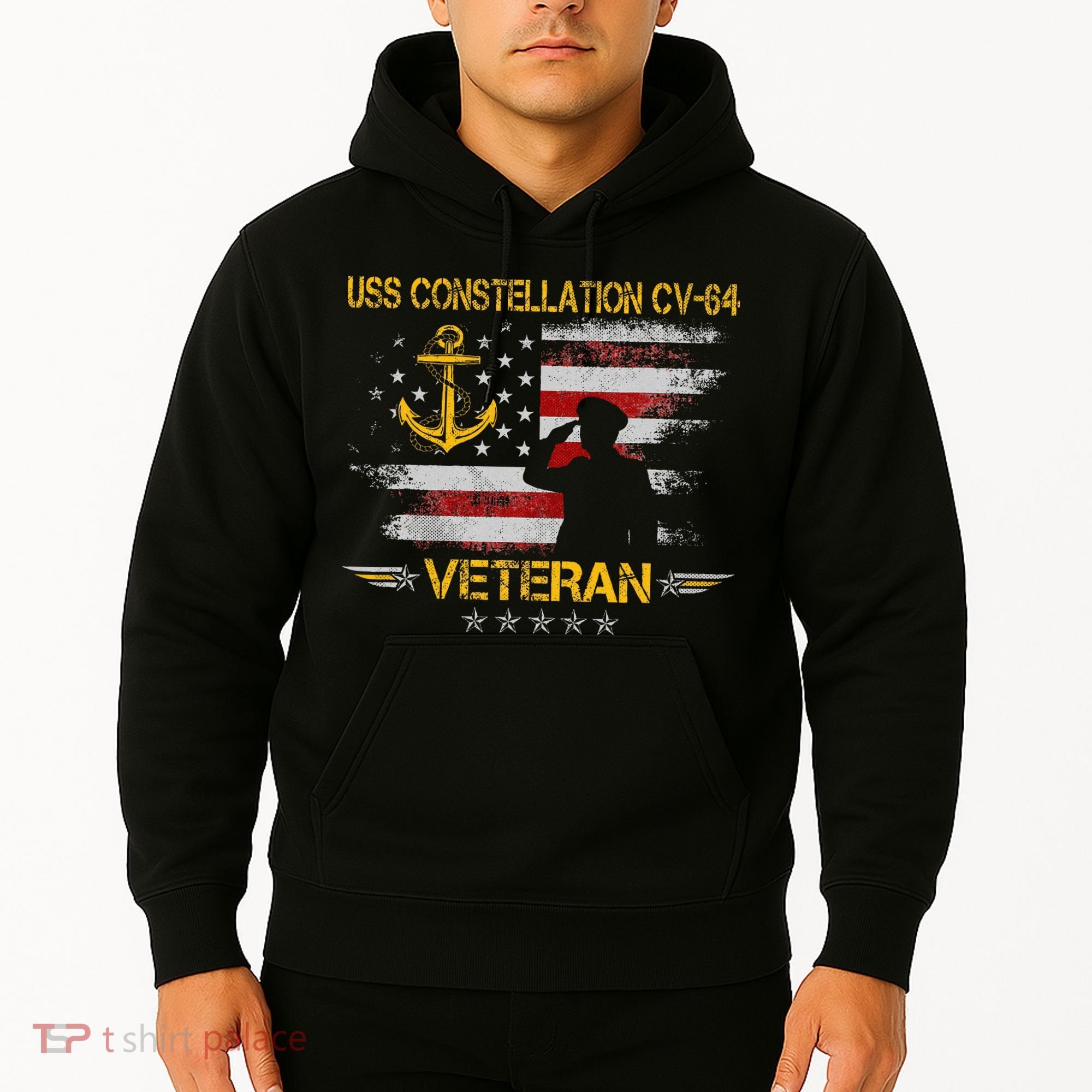 Uss Constellation Cv64 Aircraft Carrier Veteran Flag Retro Hoodie