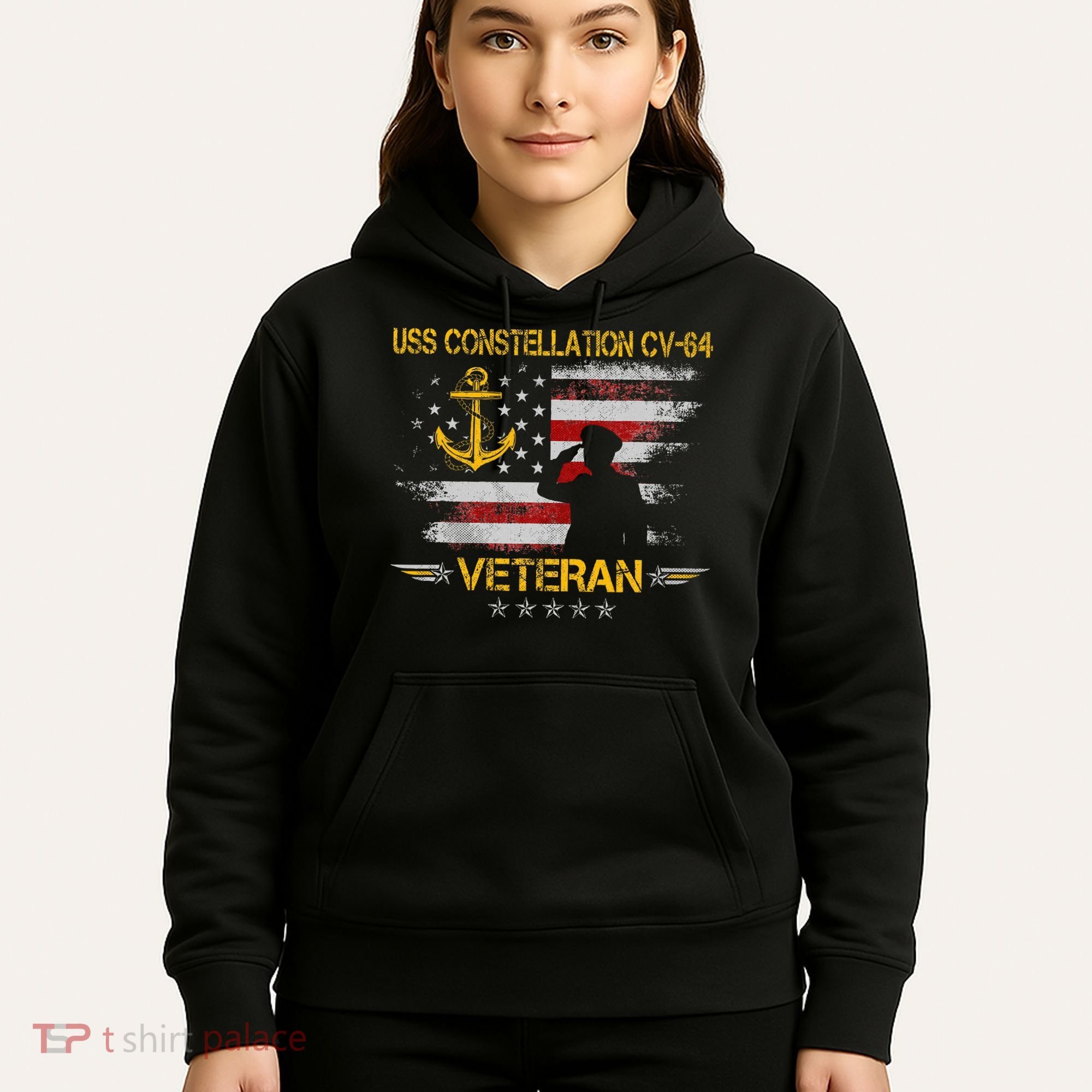 Uss Constellation Cv64 Aircraft Carrier Veteran Flag Retro Hoodie