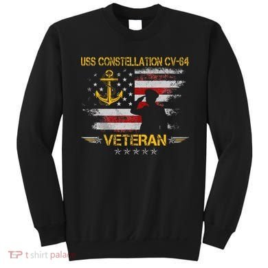 Uss Constellation Cv64 Aircraft Carrier Veteran Flag Retro Sweatshirt