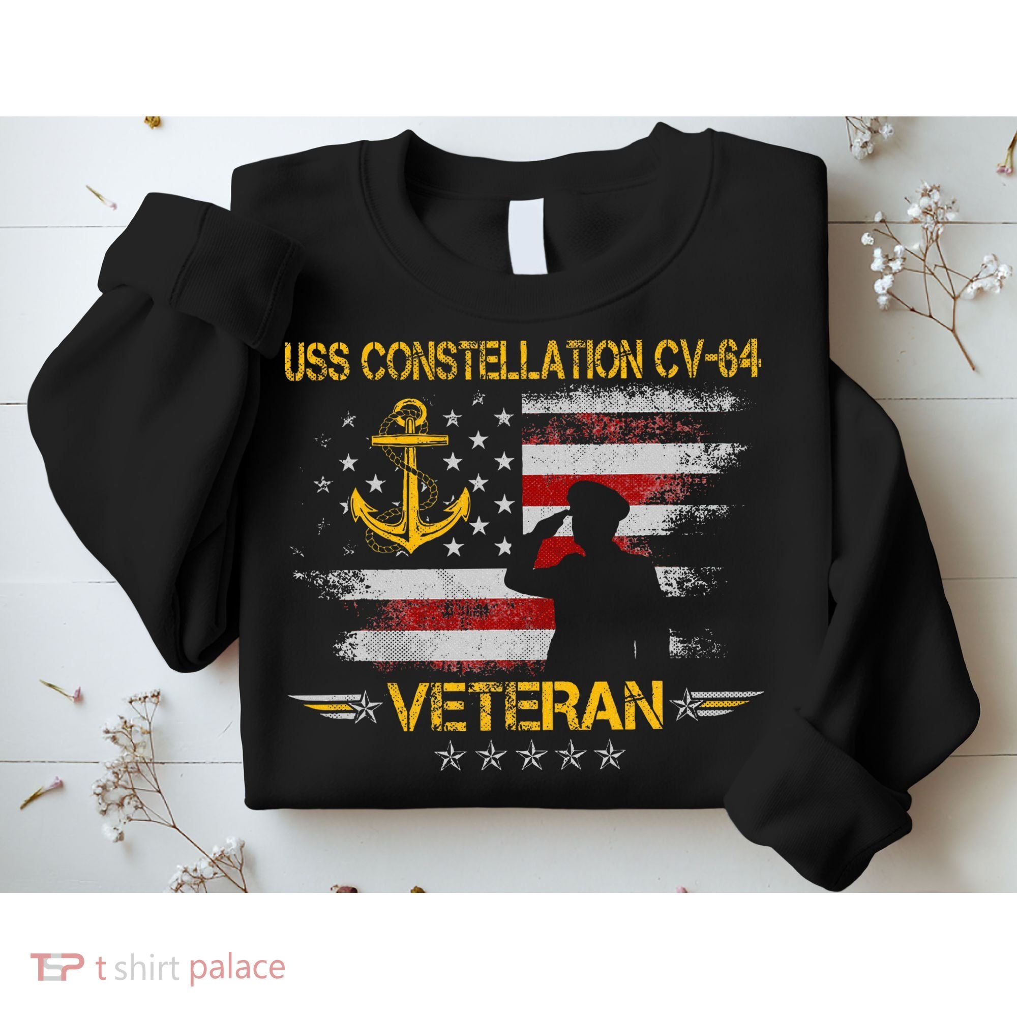 Uss Constellation Cv64 Aircraft Carrier Veteran Flag Retro Sweatshirt