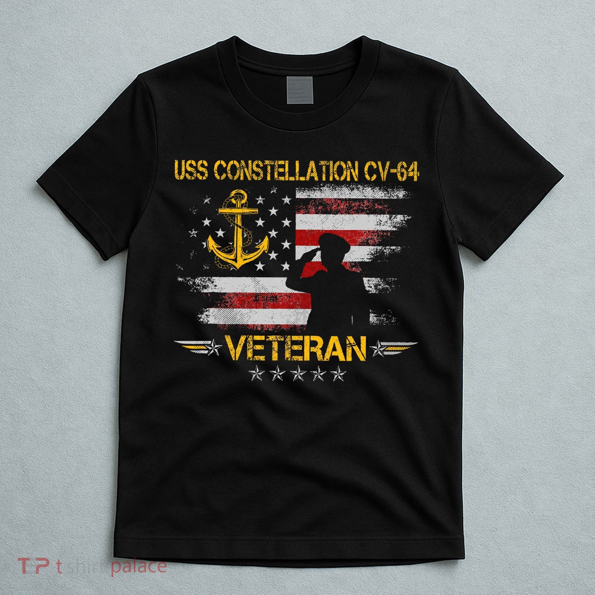 Uss Constellation Cv64 Aircraft Carrier Veteran Flag Retro T-Shirt