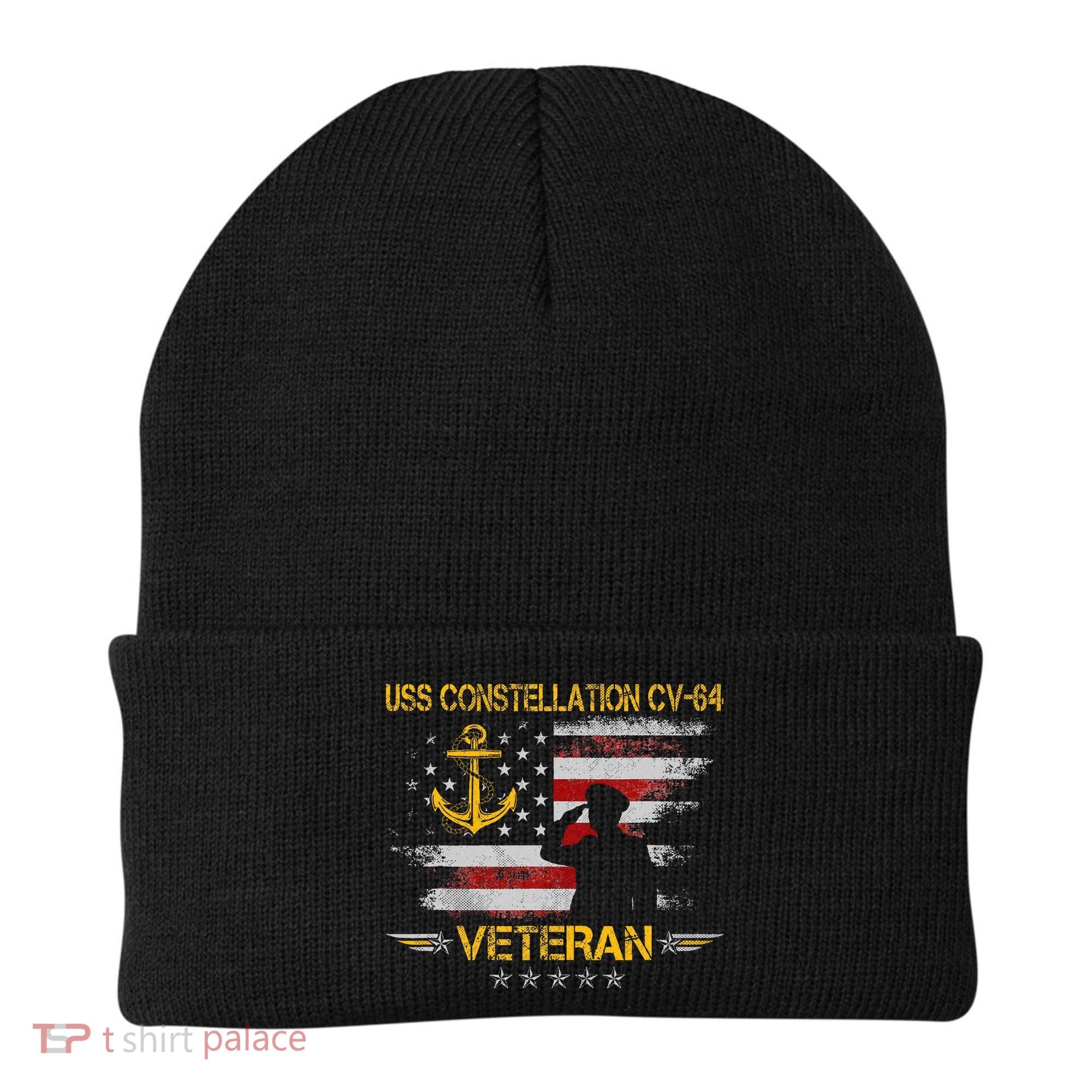 Uss Constellation Cv64 Aircraft Carrier Veteran Flag Retro Beanie