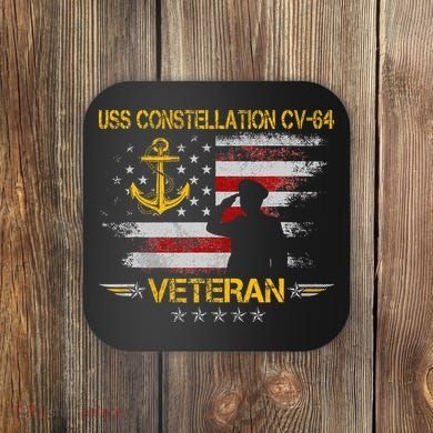 Uss Constellation Cv64 Aircraft Carrier Veteran Flag Retro Coaster