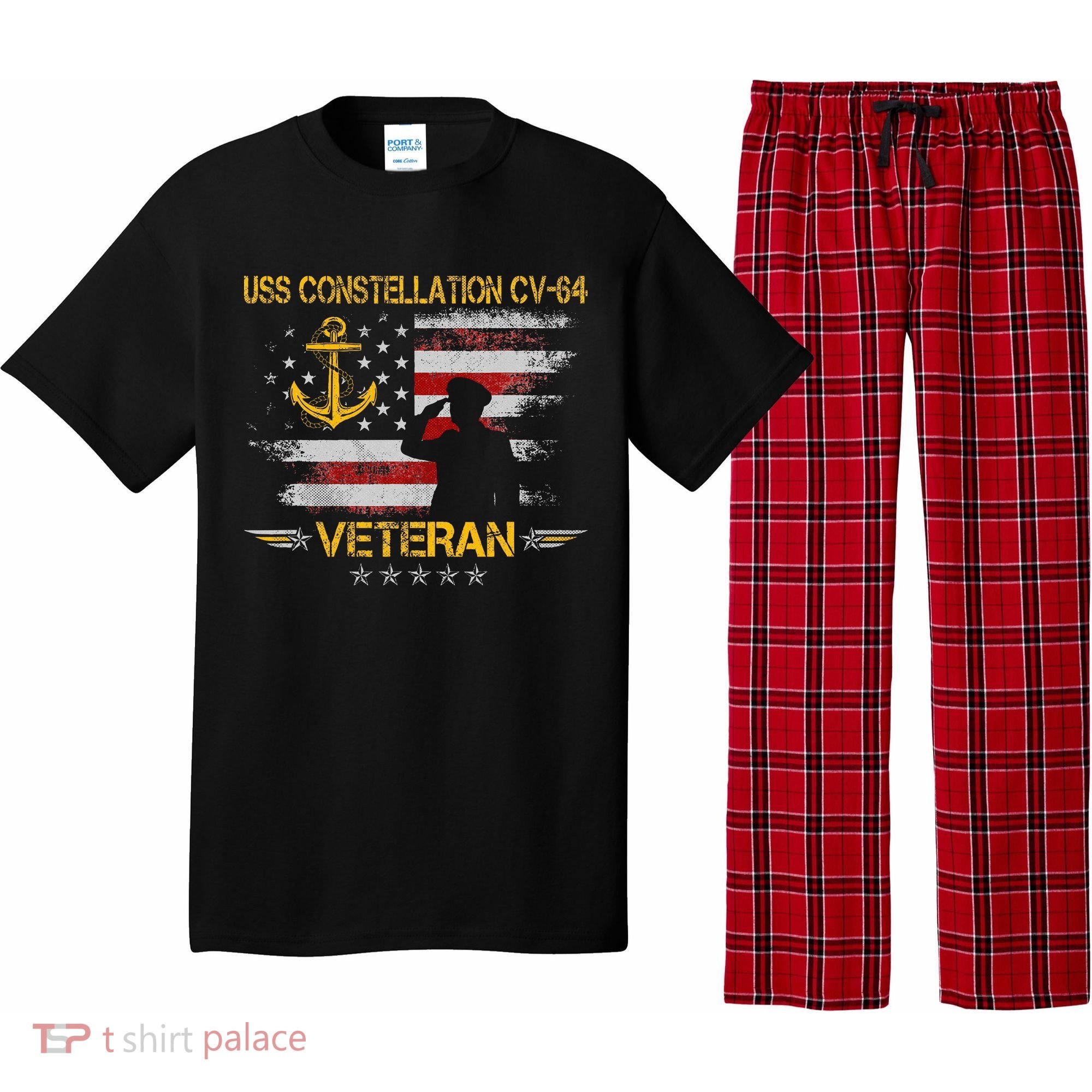 Uss Constellation Cv64 Aircraft Carrier Veteran Flag Retro Pajama Set