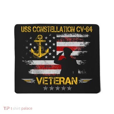 Uss Constellation Cv64 Aircraft Carrier Veteran Flag Retro Mousepad