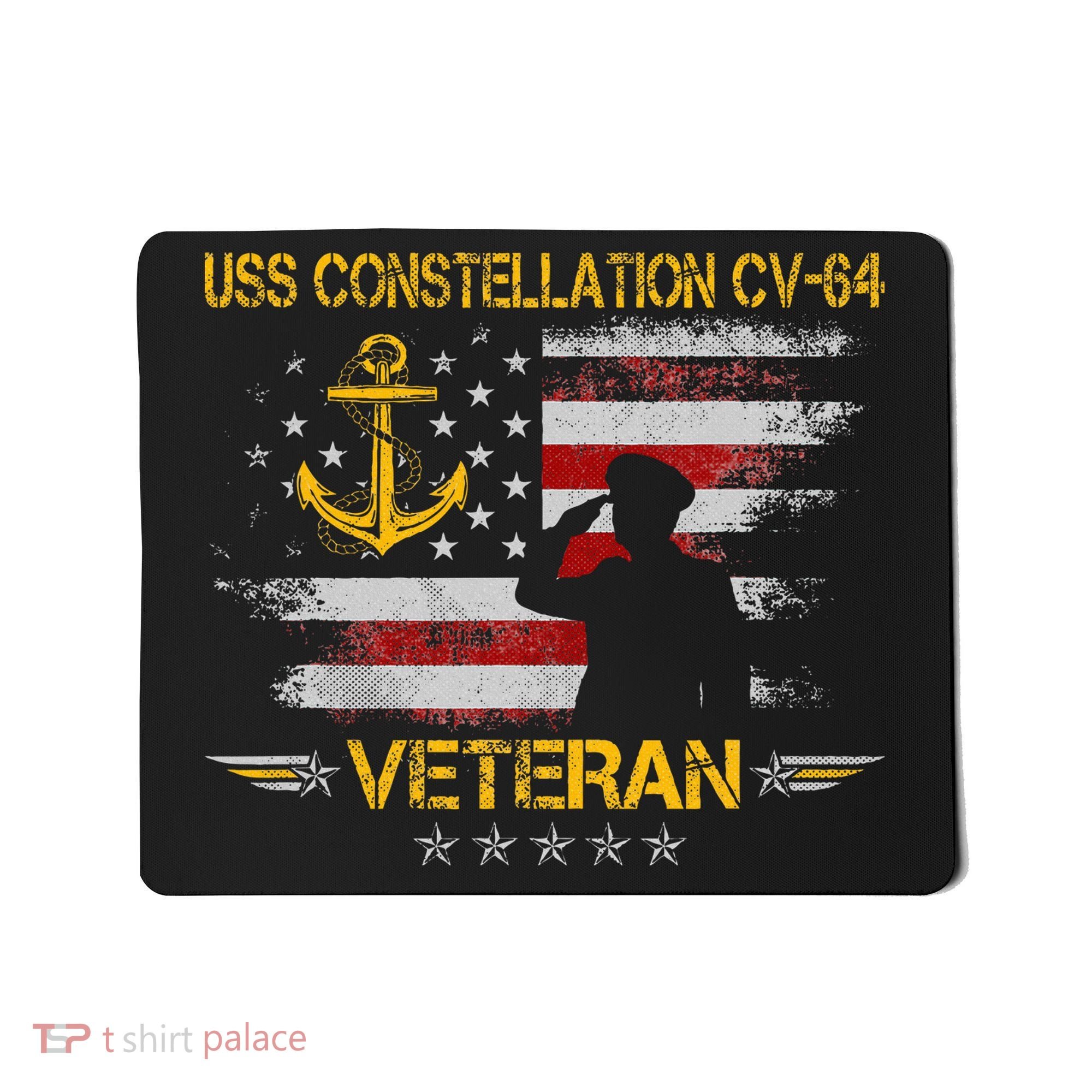 Uss Constellation Cv64 Aircraft Carrier Veteran Flag Retro Mousepad