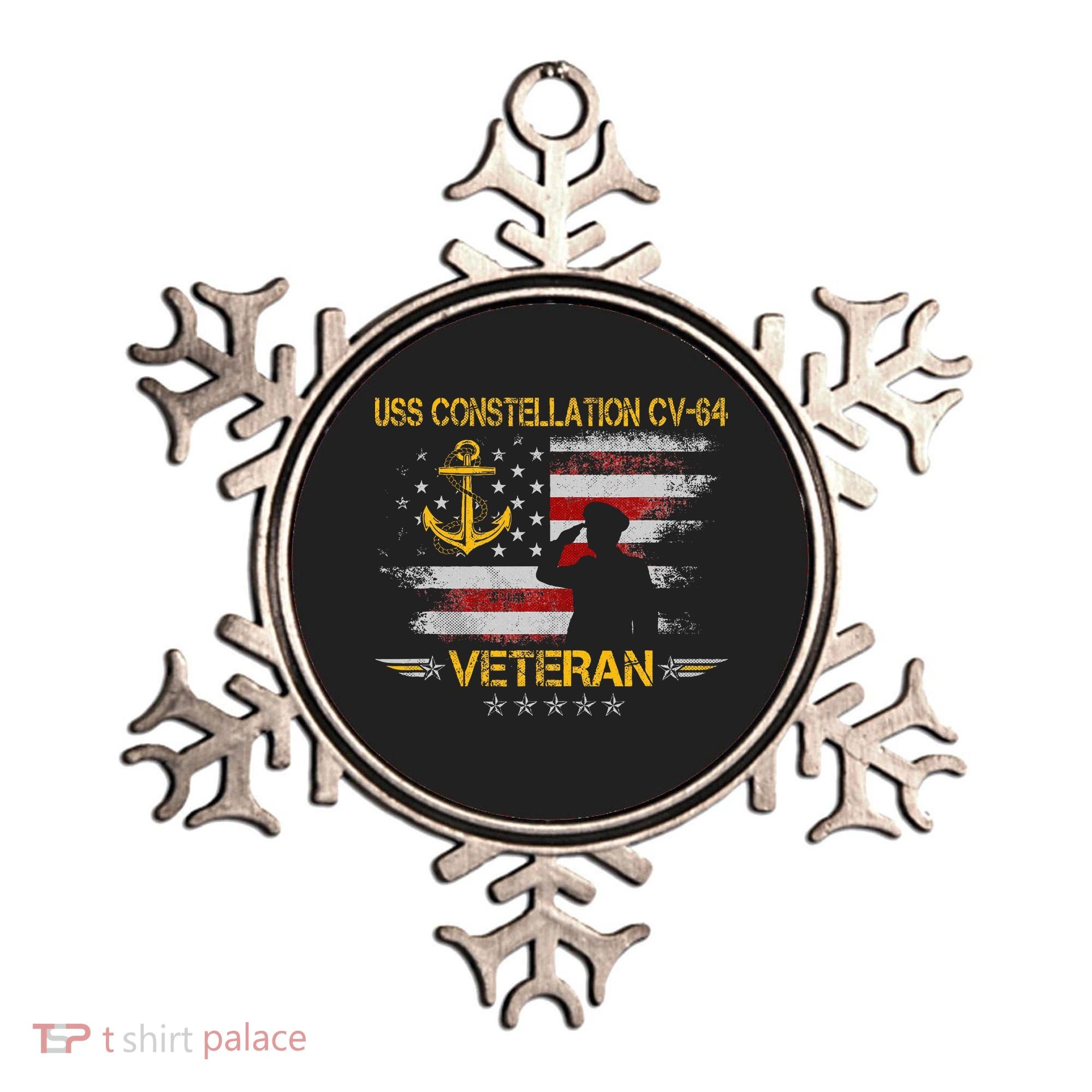 Uss Constellation Cv64 Aircraft Carrier Veteran Flag Retro Ornament