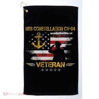 Uss Constellation Cv64 Aircraft Carrier Veteran Flag Retro Golf Towel thumb 0