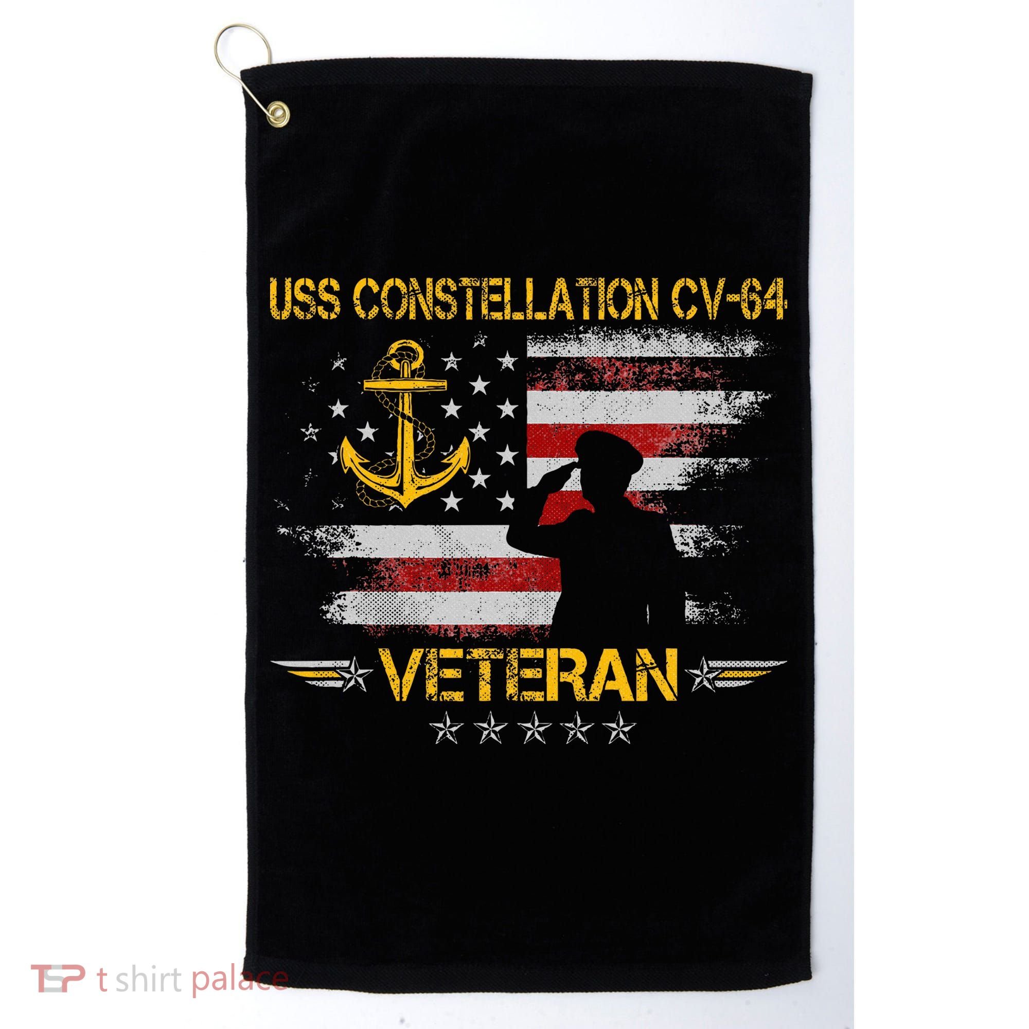 Uss Constellation Cv64 Aircraft Carrier Veteran Flag Retro Golf Towel