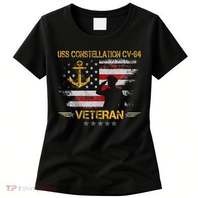 Uss Constellation Cv64 Aircraft Carrier Veteran Flag Retro Women's T-Shirt