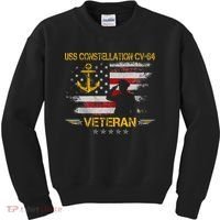 Uss Constellation Cv64 Aircraft Carrier Veteran Flag Retro Kids Sweatshirt thumb 0