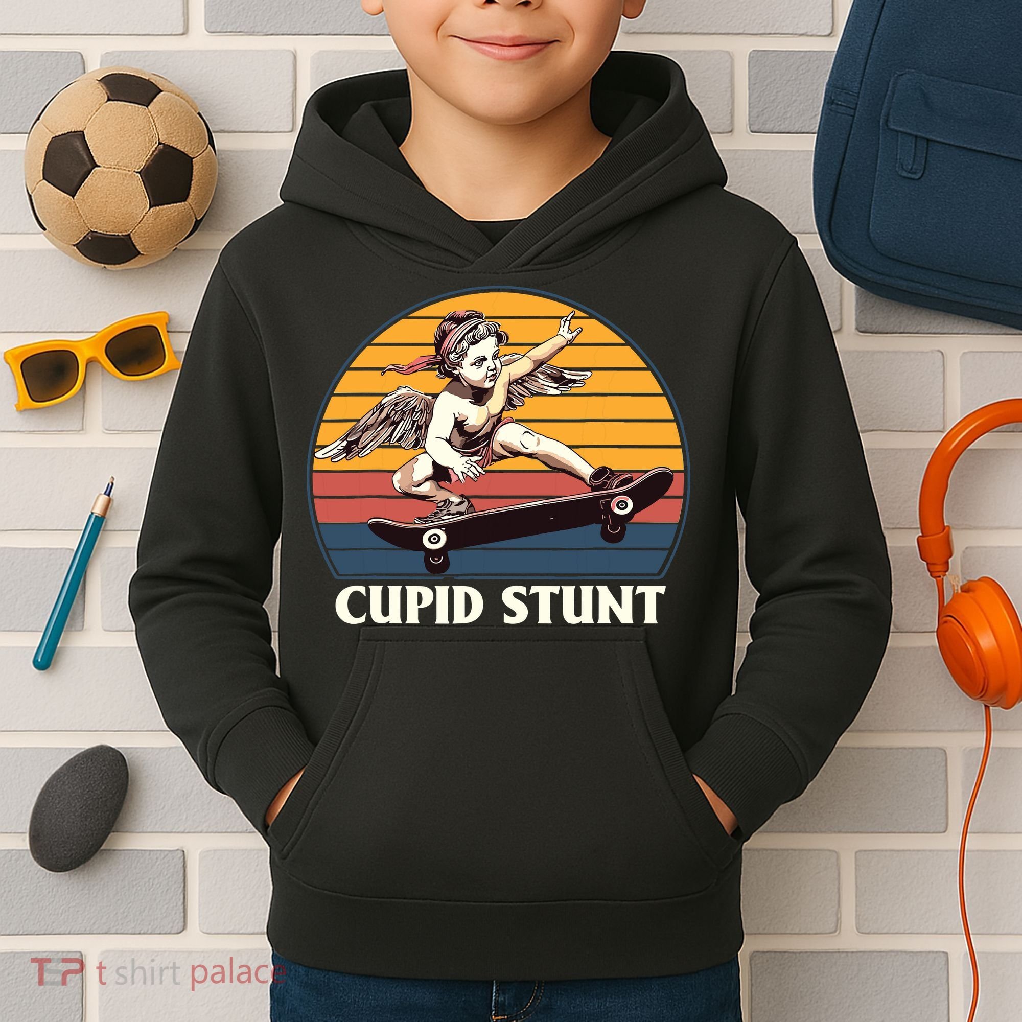 Unhinged Cringe Cupid Stunt Kids Hoodie