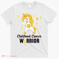 Unicorn Childhood Cancer Warrior In September We Wear Gold T-Shirt thumb 0
