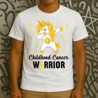 Unicorn Childhood Cancer Warrior In September We Wear Gold T-Shirt thumb 3
