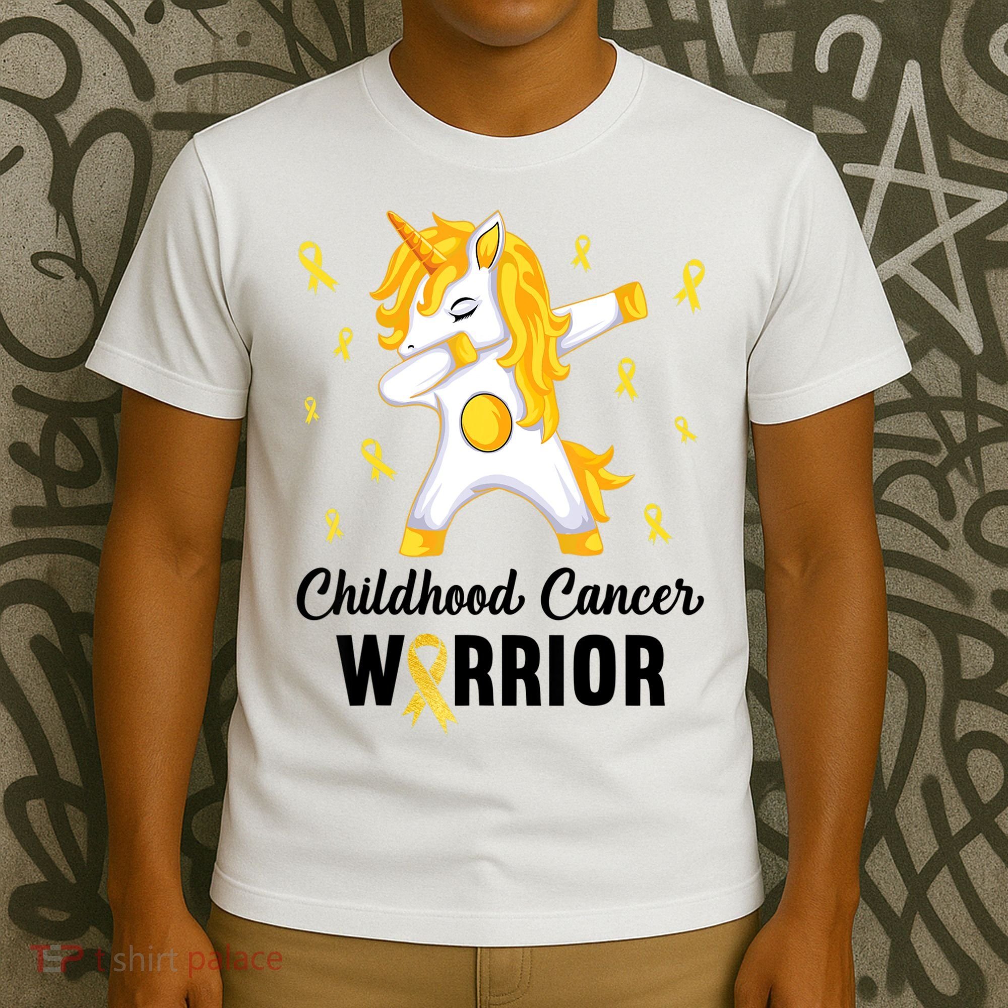 Unicorn Childhood Cancer Warrior In September We Wear Gold T-Shirt