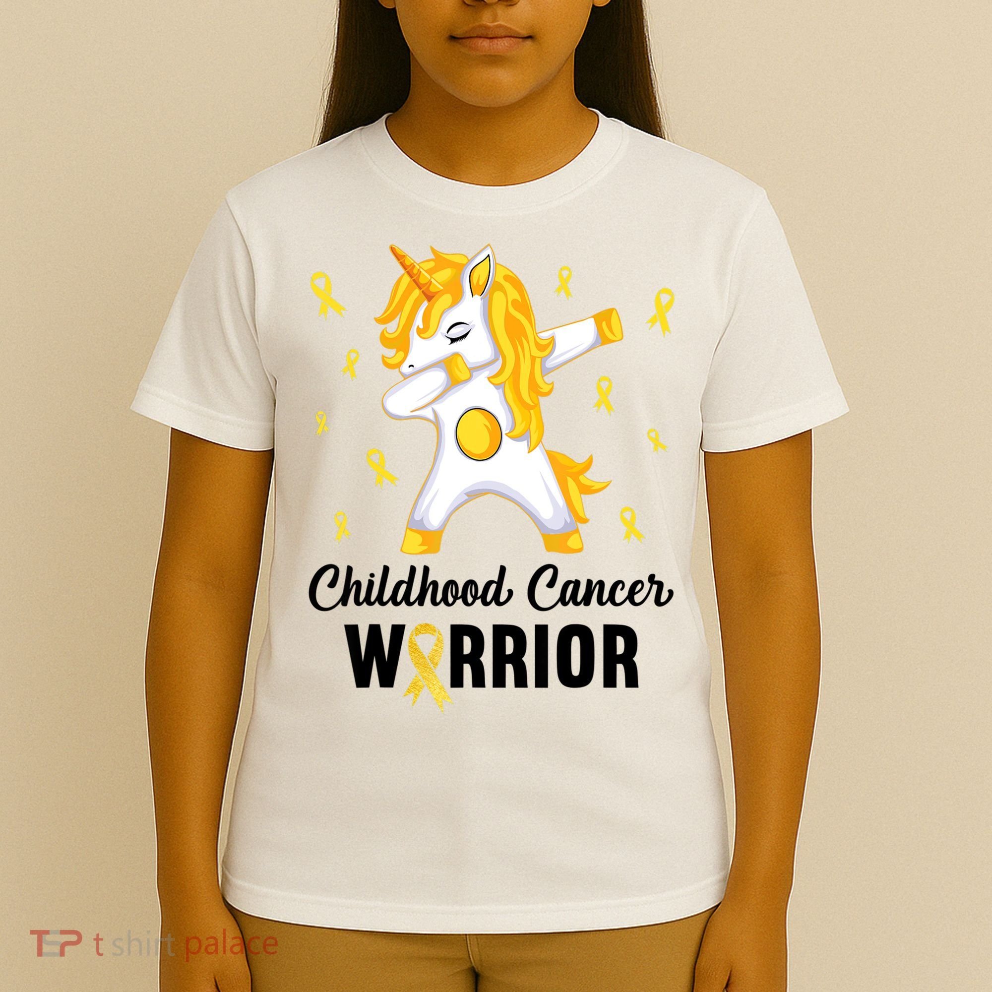 Unicorn Childhood Cancer Warrior In September We Wear Gold T-Shirt