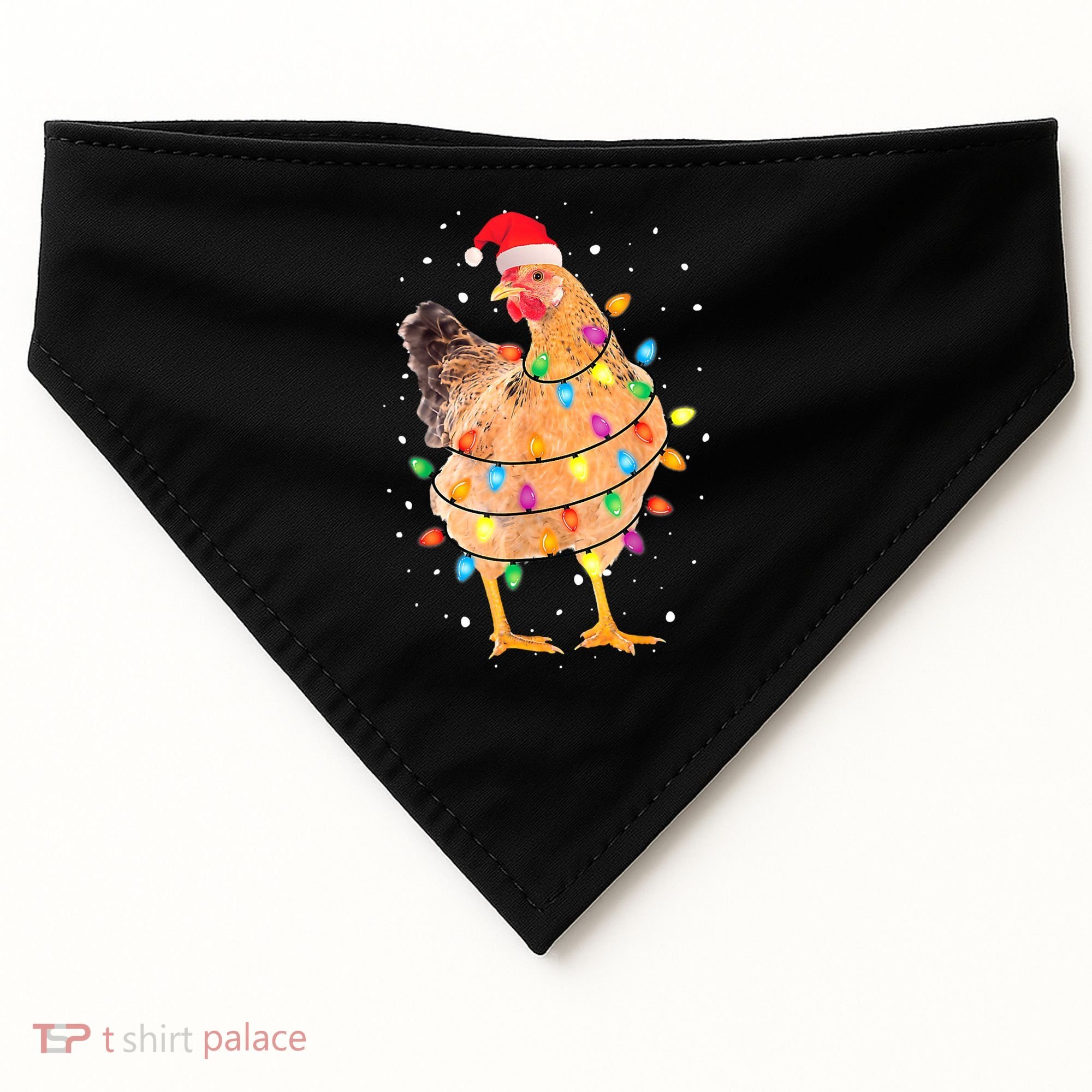 Ugly Christmas Chicken Santa Hat Lights Sweater Xmas USA-Made Doggie Bandana