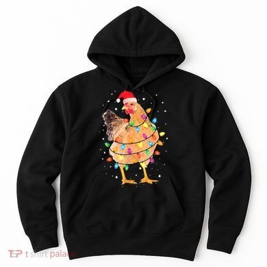 Ugly Christmas Chicken Santa Hat Lights Sweater Xmas Hoodie
