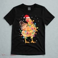 Ugly Christmas Chicken Santa Hat Lights Sweater Xmas T-Shirt thumb 5