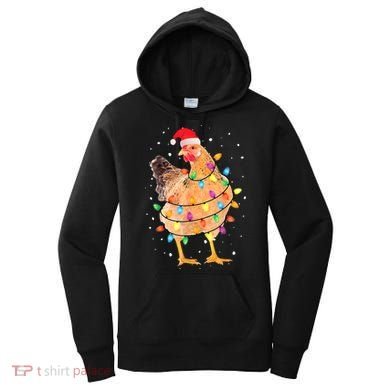 Ugly Christmas Chicken Santa Hat Lights Sweater Xmas Women's Hoodie