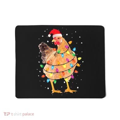 Ugly Christmas Chicken Santa Hat Lights Sweater Xmas Mousepad