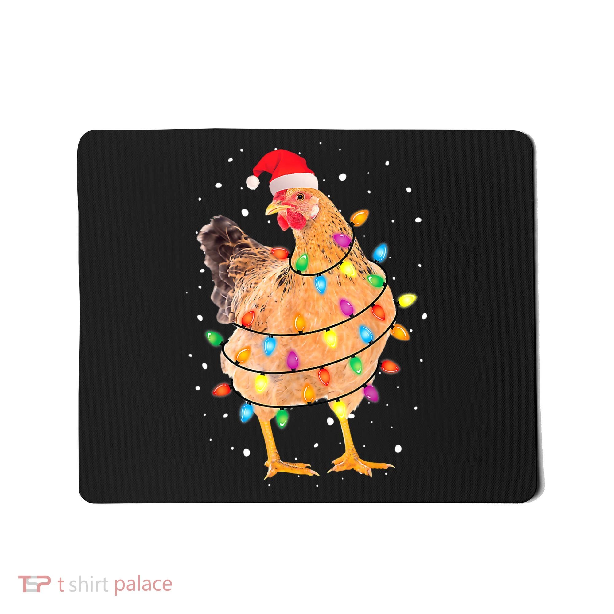 Ugly Christmas Chicken Santa Hat Lights Sweater Xmas Mousepad