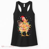 Ugly Christmas Chicken Santa Hat Lights Sweater Xmas Women's Tank Top thumb 0