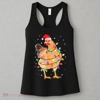 Ugly Christmas Chicken Santa Hat Lights Sweater Xmas Women's Tank Top thumb 3