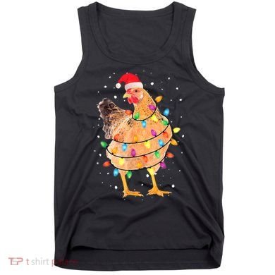 Ugly Christmas Chicken Santa Hat Lights Sweater Xmas Tank Top