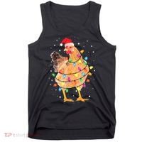 Ugly Christmas Chicken Santa Hat Lights Sweater Xmas Tank Top thumb 0