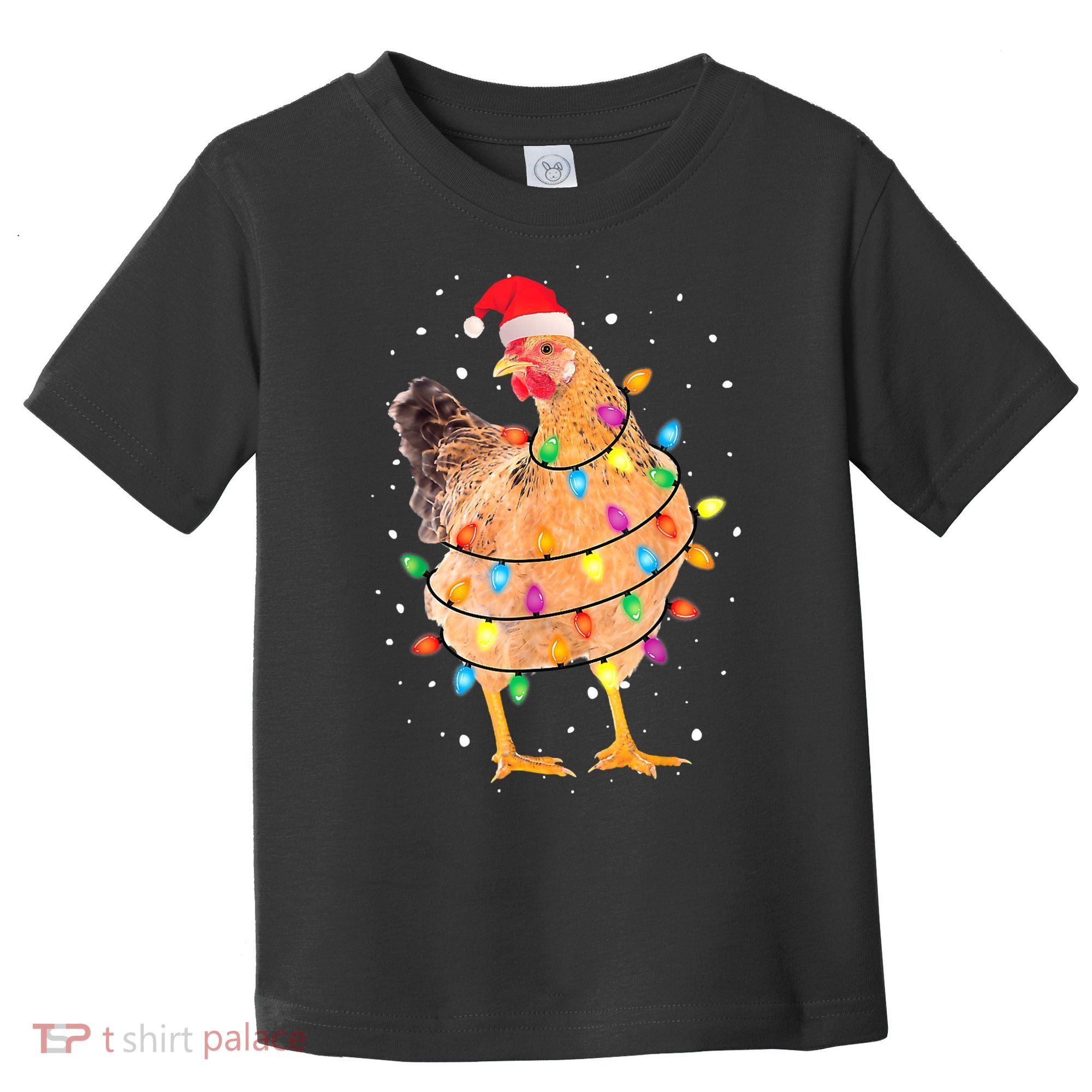 Ugly Christmas Chicken Santa Hat Lights Sweater Xmas Toddler T-Shirt