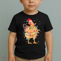 Ugly Christmas Chicken Santa Hat Lights Sweater Xmas Toddler T-Shirt thumb 2