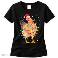 Ugly Christmas Chicken Santa Hat Lights Sweater Xmas Women's T-Shirt thumb 0