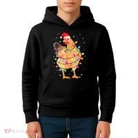 Ugly Christmas Chicken Santa Hat Lights Sweater Xmas Kids Hoodie thumb 4