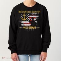 USS Constellation CV 64 Aircraft Carrier Veteran Flag Retro Women's Sweatshirt thumb 0