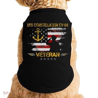 USS Constellation CV 64 Aircraft Carrier Veteran Flag Retro Doggie Tank