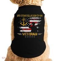 USS Constellation CV 64 Aircraft Carrier Veteran Flag Retro Doggie Tank thumb 0
