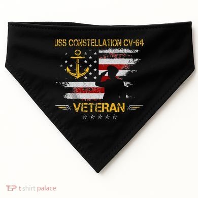 USS Constellation CV 64 Aircraft Carrier Veteran Flag Retro USA-Made Doggie Bandana