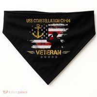 USS Constellation CV 64 Aircraft Carrier Veteran Flag Retro USA-Made Doggie Bandana thumb 0