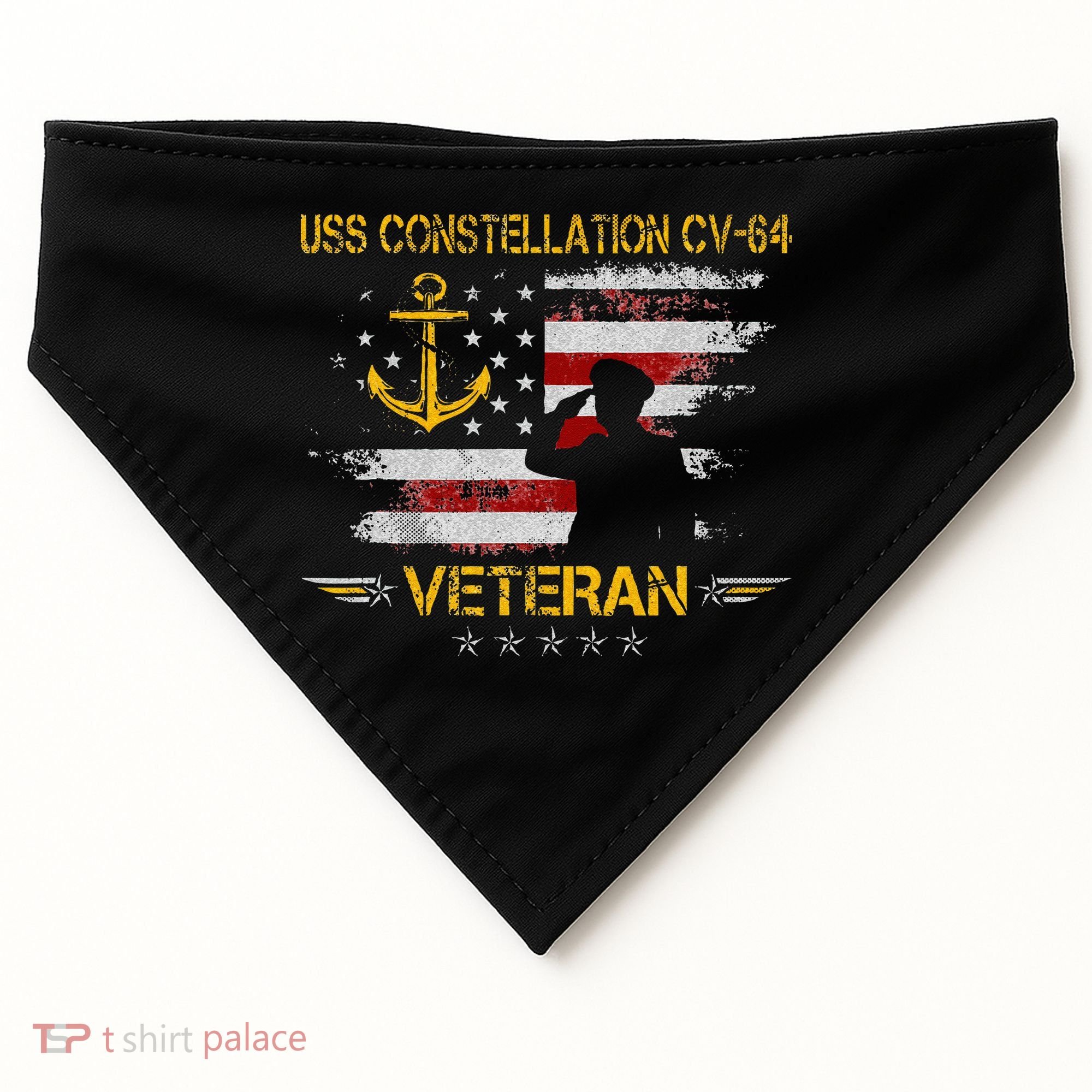 USS Constellation CV 64 Aircraft Carrier Veteran Flag Retro USA-Made Doggie Bandana