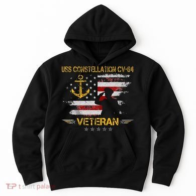USS Constellation CV 64 Aircraft Carrier Veteran Flag Retro Hoodie