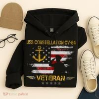 USS Constellation CV 64 Aircraft Carrier Veteran Flag Retro Hoodie thumb 4