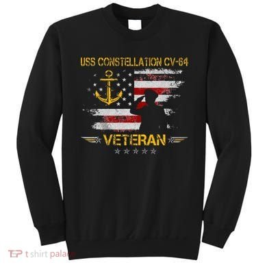 USS Constellation CV 64 Aircraft Carrier Veteran Flag Retro Sweatshirt